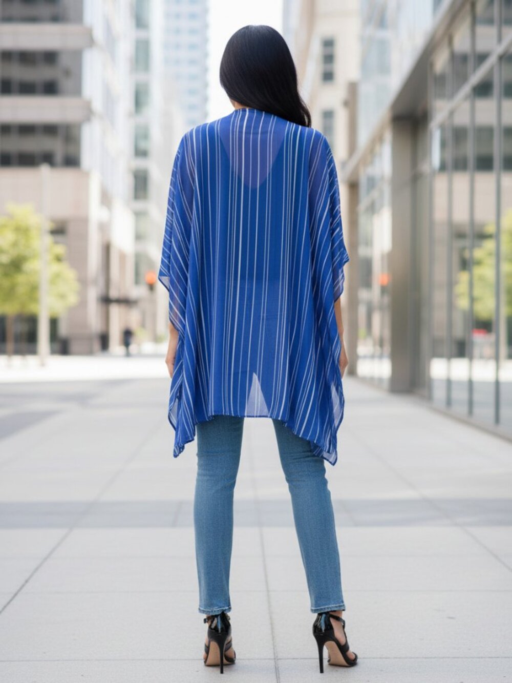 Nordstrom Blue Stripe Ruana